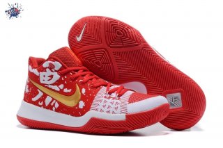 Meilleures Nike Kyrie Irving III 3 Flyknit Rouge Blanc Or