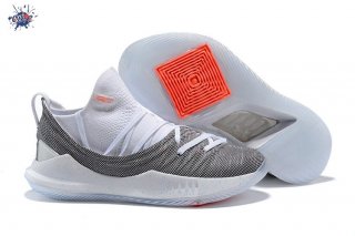 Meilleures Under Armour Curry 5 Blanc Gris Rouge