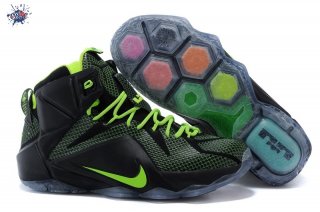 Meilleures Nike Lebron 12 Fluorescent Vert Noir